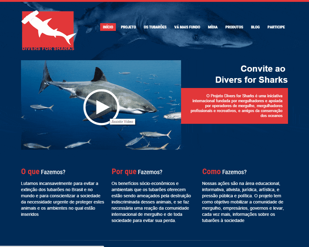 Imagem Website Divers for Sharks